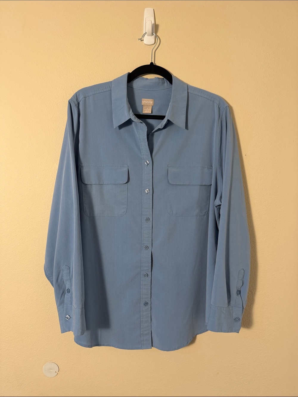 Chico's Sky Blue Collared Button-Up Blouse Size 3 (XL)